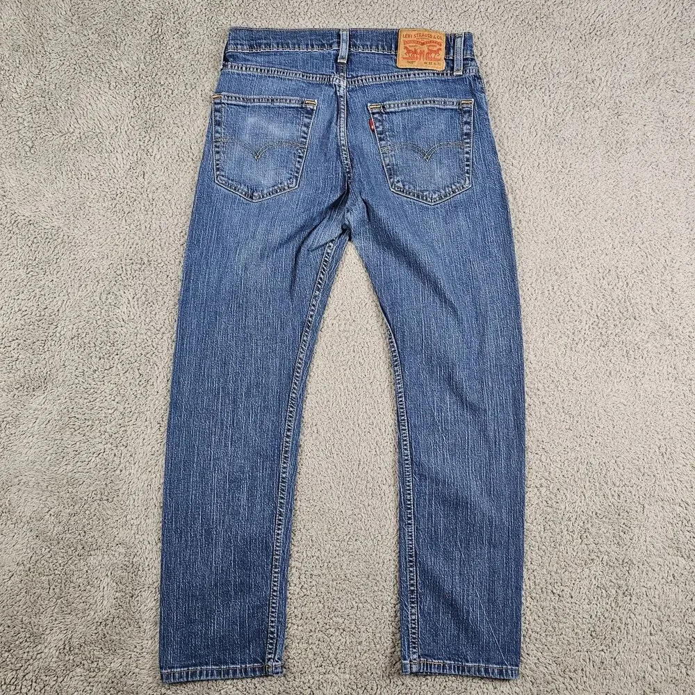 Levis 502 Jeans Mens 30x27 Blue Stretch Regular Taper Casual Minimalist Whisker